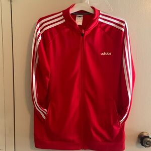 Adidas red white striped jacket men’s XL